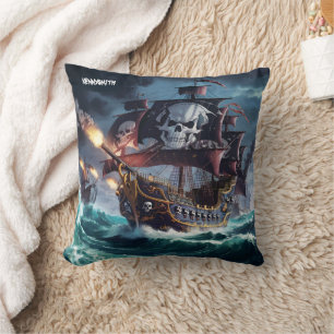Coussin Bateau majestueux de pirates bataillant les mers t