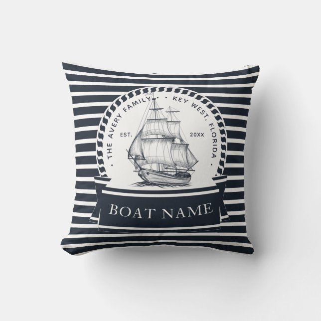 Coussin Bateau moderne Nautique Personnalisé (Recto)