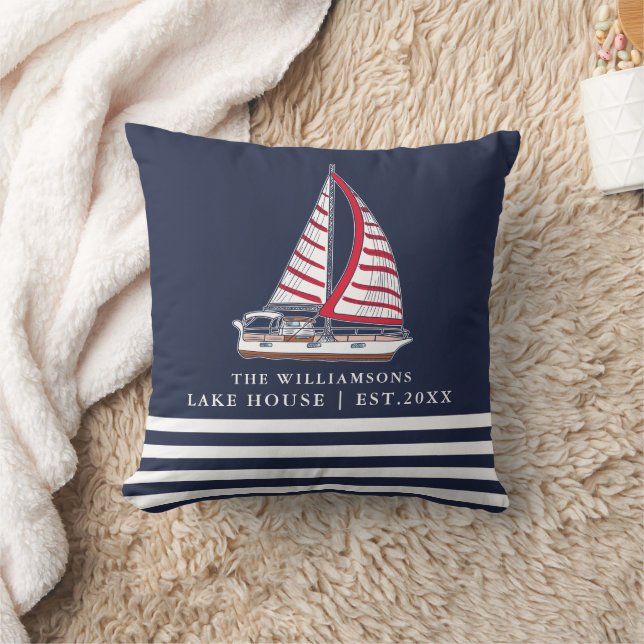 Coussin Bateau nautique Custom Navy Blue Lake House (Couverture)