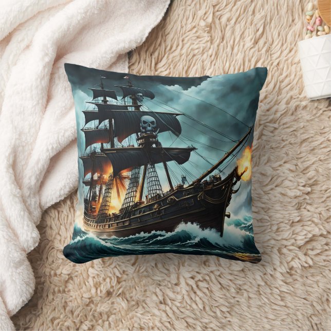 Coussin Bateau pirate canoné sur les mers tempétueuses (Couverture)