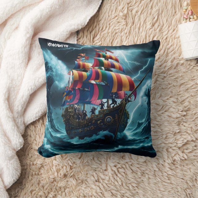 Coussin Bateau Pirate coloré Bataille Mer Stormy (Couverture)