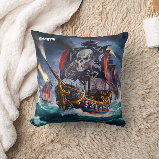 Coussin Bateau pirate en mer de Dusk Stormy (Couverture)