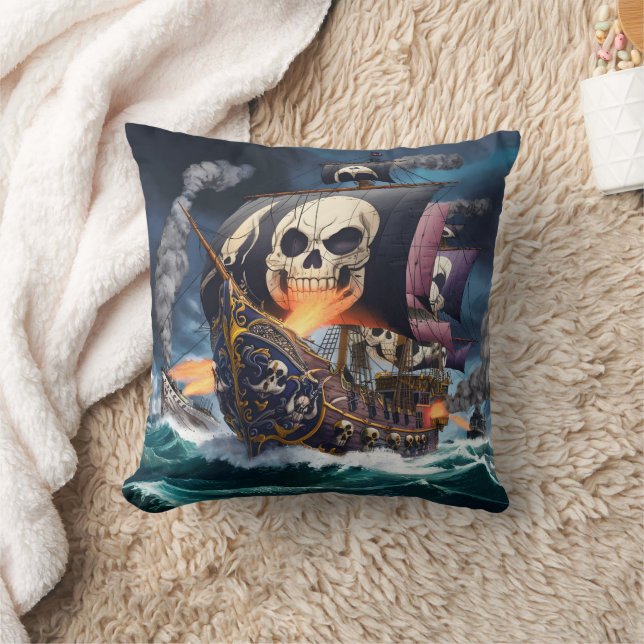 Coussin Bateau pirate engagé dans la bataille sur les mers (Couverture)