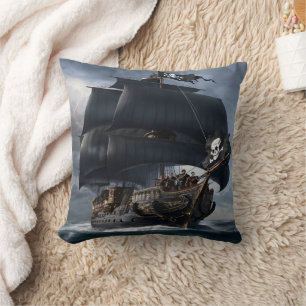 Coussin Bateau pirate naviguant à travers les mers orageus