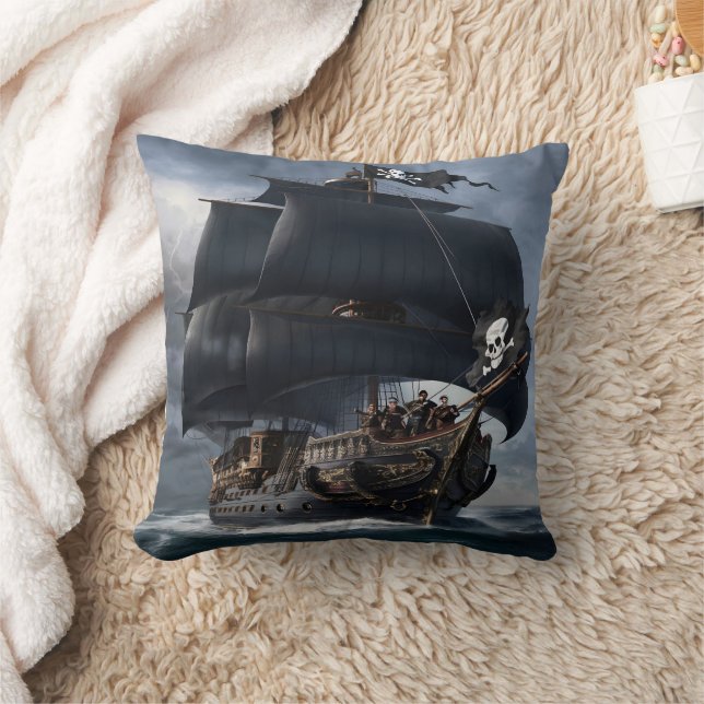 Coussin Bateau pirate naviguant à travers les mers orageus (Couverture)