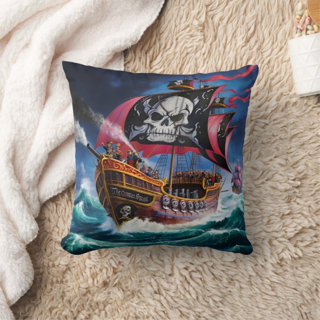 Coussin Bateau pirate naviguant à travers les mers orageus (Couverture)