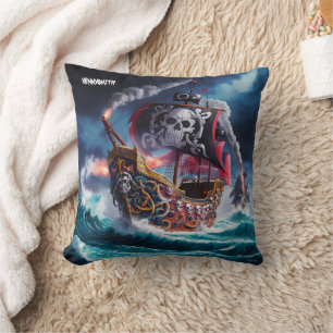 Coussin Bateau pirate naviguant à travers les mers orageus