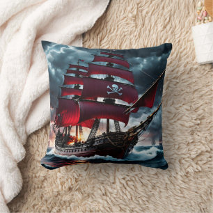Coussin Bateau pirate naviguant à travers les mers orageus