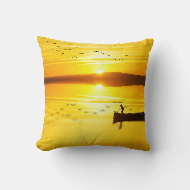 Coussin Bateau traditionnel de pêcheurs Sunrise (Recto)