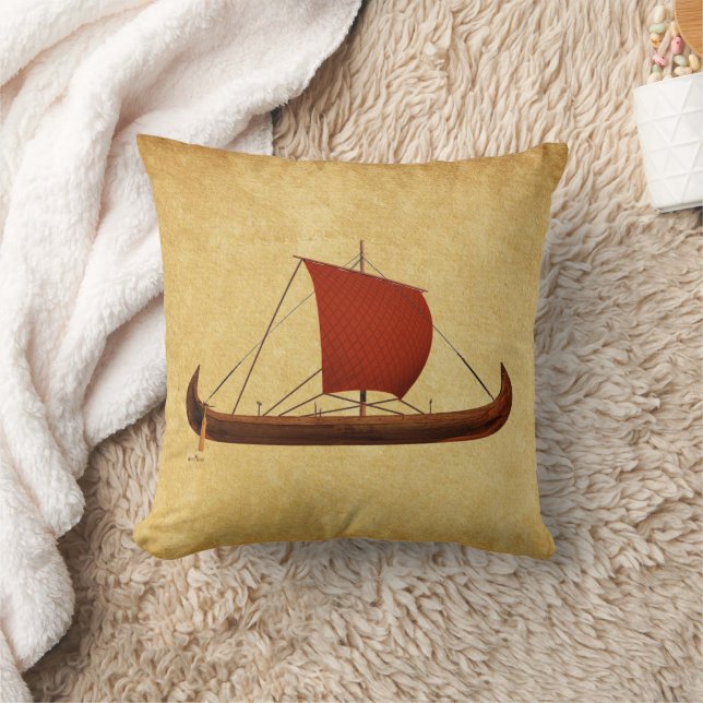 Coussin Bateau viking à voile rouge II (Couverture)