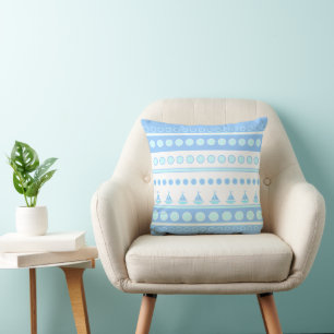 Coussin Bateaux à voile bleu et rangées cercles