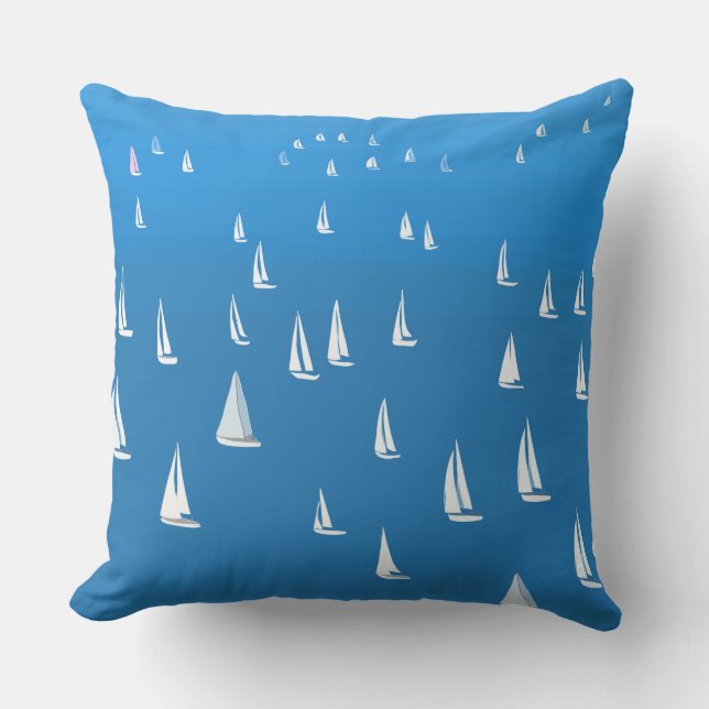 Coussin Bateaux à voile en mer bleu profond - Regatta Bate (Recto)