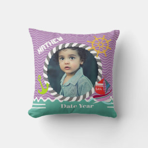 Coussin Bateaux amusants Photo Purple Aqua