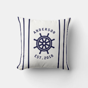 Coussin Bateaux bleus de la marine nautique Roue personnal