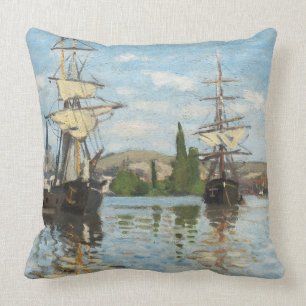 Coussin Bateaux de Claude Monet   montant sur la Seine à