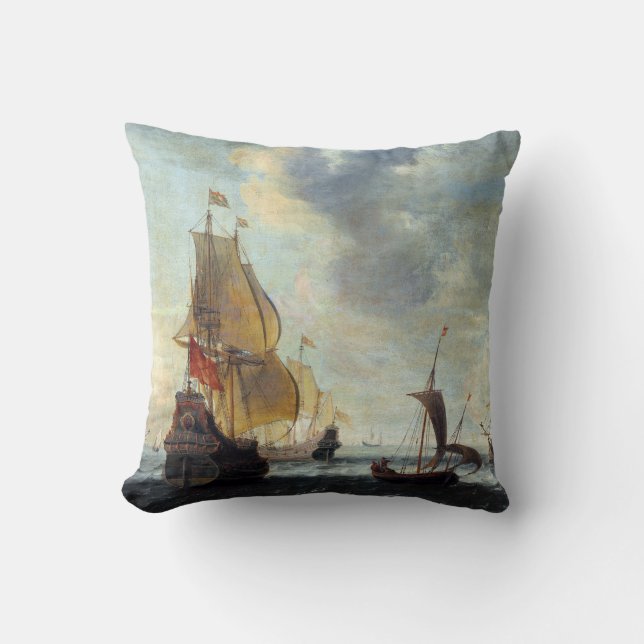 Coussin Bateaux de Néerlandais dans une brise animée (Recto)