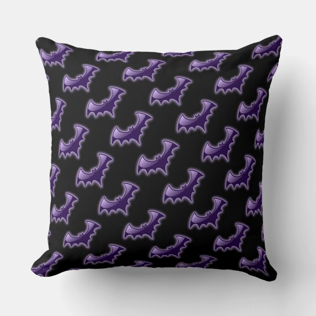 Coussin Bateaux de nuit noirs et violets (Recto)