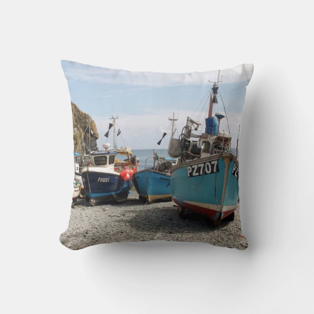 Coussin Bateaux de pêche Cadgwith les Cornouailles (Recto)
