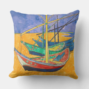 Coussin Bateaux de Van Gogh Impressionnisme Plage