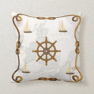 Coussin Bateaux nautiques roue et carreau de voiliers