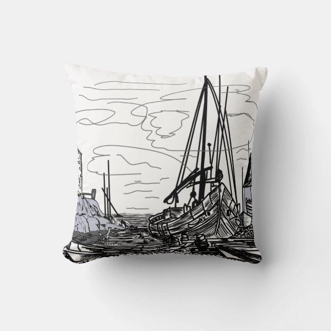 Coussin bateaux sur l'eau (Recto)