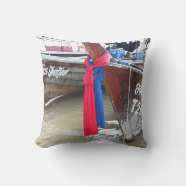 Coussin Bateaux sur les îles de phi de phi de la plage |, (Recto)