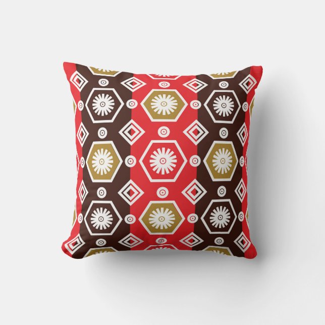Coussin Batik indonésien classique : Motif Plante Élégance (Recto)