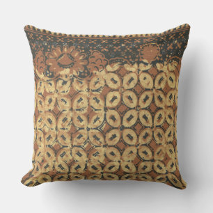 Coussin Batik Kawung vintage indonésien à motif rustique