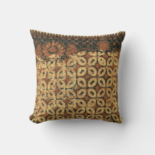 Coussin Batik Kawung vintage indonésien à motif rustique