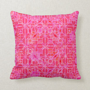 Coussin Batik tribal - nuances de rose fuchsia