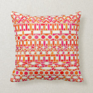 Coussin Batik tribal - nuances d'orange et de rose