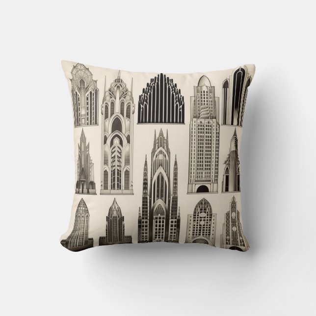 Coussin Bâtiments 2 - Mélange Motif Art Déco Jeu d'oreille (Recto)