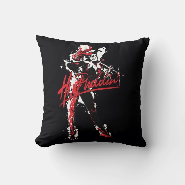 Coussin Batman | Harley Quinn "Hi Puddin'' Ink Art (Recto)