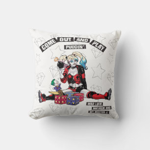 Coussin Batman   Harley Quinn "Sortez Et Jouez À Puddin"