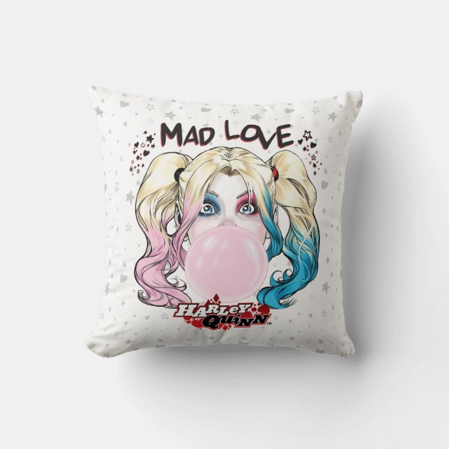Coussin Batman | Mad Love Harley Quinn Chewing Bubble Gum (Recto)