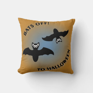 Coussin Bats d'Halloween bleu orange