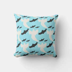 Coussin Bats Fantômes Bleus Léger Halloween Jeu d'oreiller