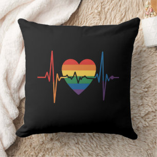 Coussin Battements de cœur LGBTQ Fierté du cœur Gay Lesbie