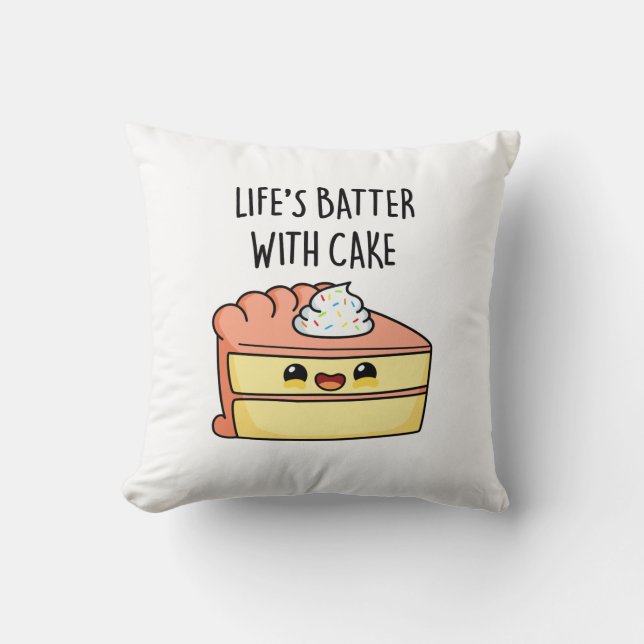 Coussin Batter la vie avec gâteau amusant jeu de gâteau (Recto)