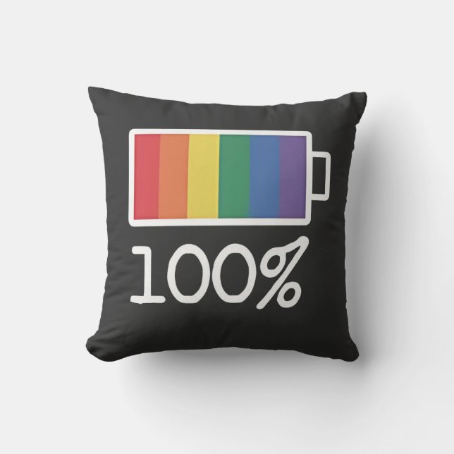Coussin Batterie 100% Gay Funny LGBT Pride Mois Égalité (Recto)