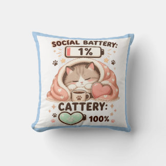Coussin Batterie sociale Cattery Citation de chat mignon i