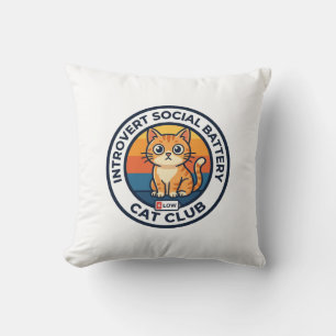 Coussin Batterie sociale d'introverti Chat Mignon Kitty De