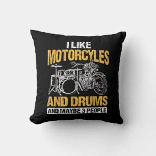 Coussin Batteur Batterie J'Aime Les Motos Et Les Tambours