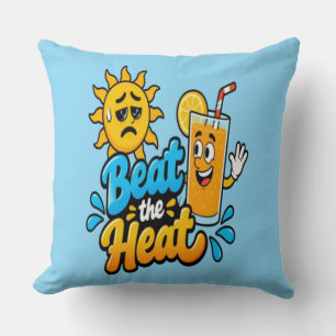 Coussin Battez la Chaleur T-Shirt de Dessin Animé d'Été au