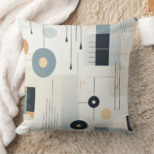 Coussin Bauhaus Navy Ocres Abstrait Géométrique Ligne