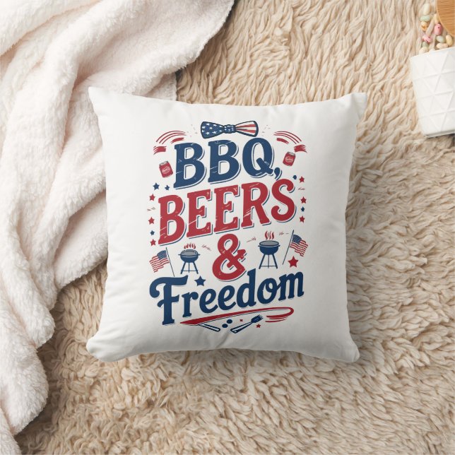 Coussin BBQ, Beers & Freedom – Retro 4th of July Vibes (Couverture)