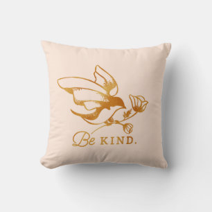 Coussin "Be Kind" Cute Sparrow & Typographie Art
