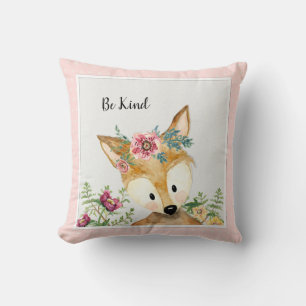 Coussin Be Kind Little Deer Aquarelle Bois Animal Art
