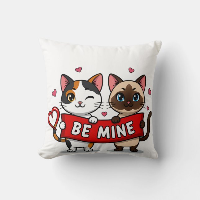 Coussin BE MINE Valentine's Cats | Cute Kittens with Love (Recto)