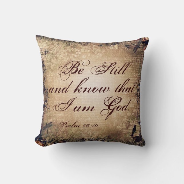 Coussin Be Still Psaum 46:10 Christian Throw Pillow (Recto)